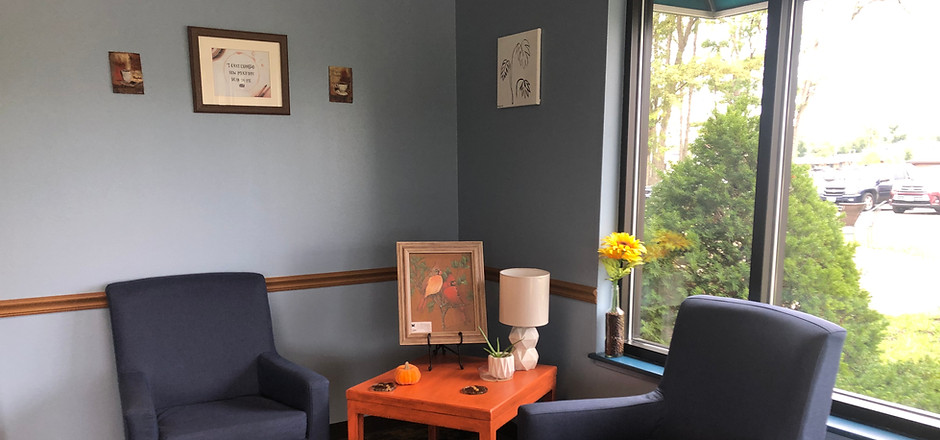 Cozy seating corner inside Mr. Beans
