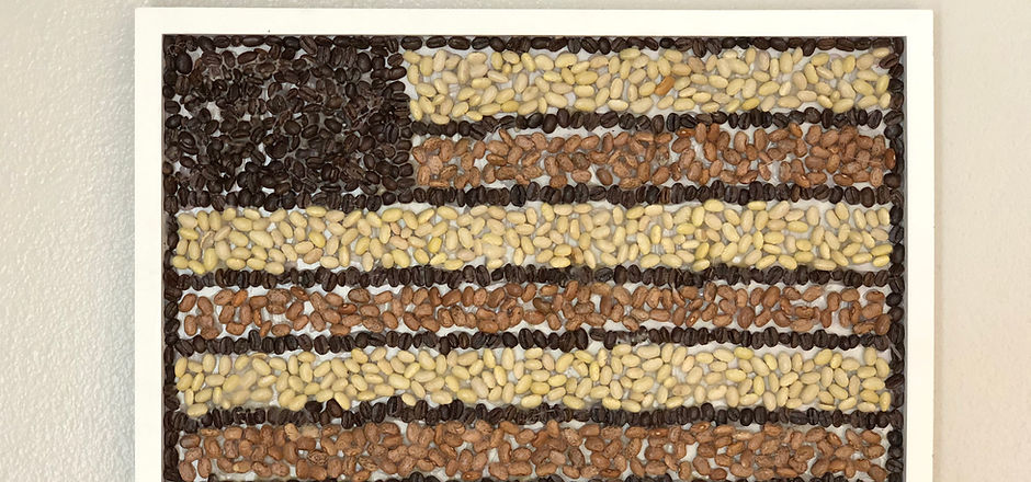 American flag made of coffee beans
